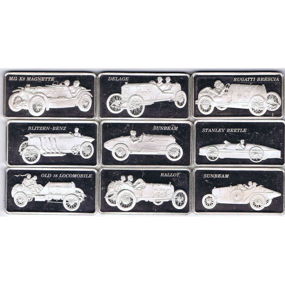 Lote 9 Lingotes de plata de coches clásicos. Peso 281,70 gramos  - 1