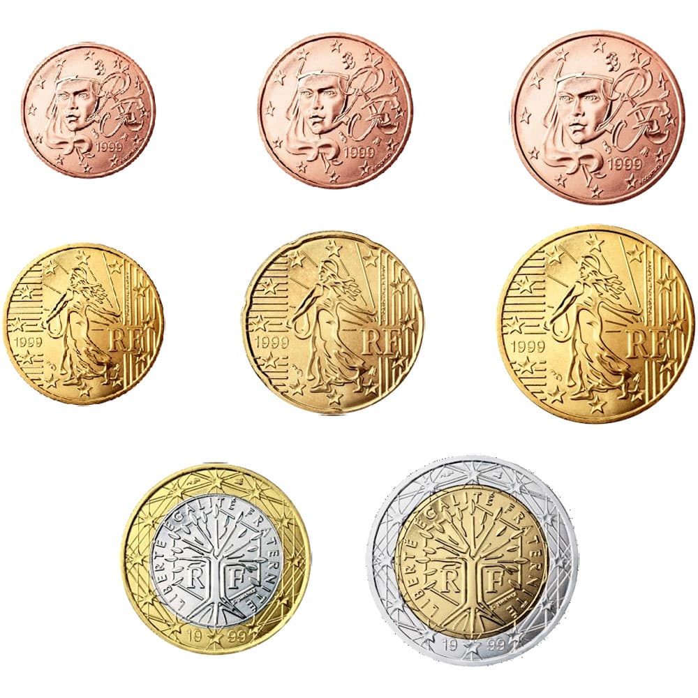 monedas de euro Francia 2021. 8 monedas.