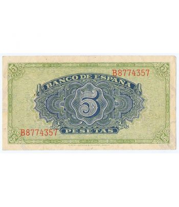 Billete de España (1940/09/04) 5 Pesetas. EBC+. Serie B8774357