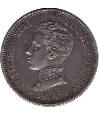 Moneda de España 2 Pesetas de Plata 1905 *05 Alfonso XIII SM V.  - 1