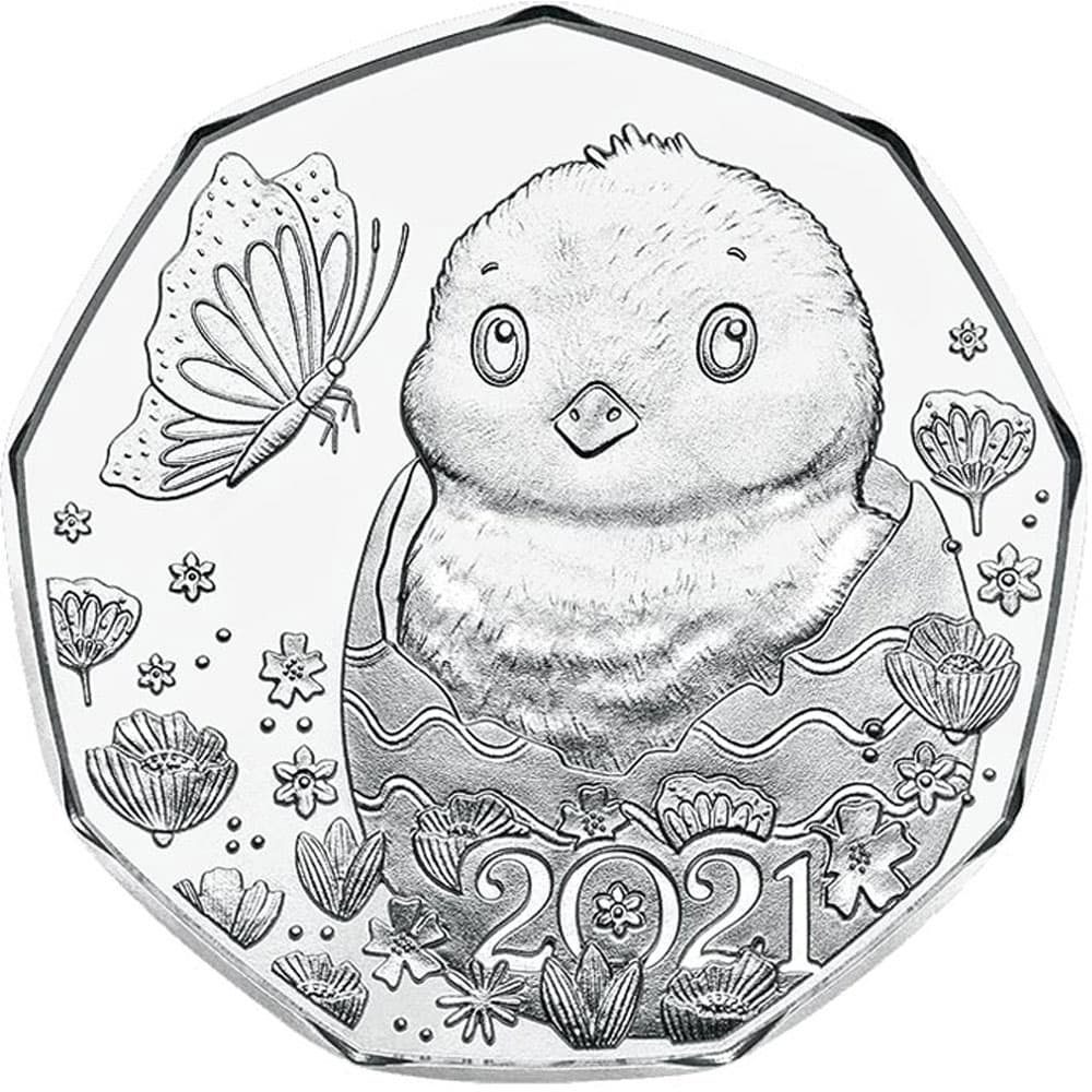 moneda de plata Austria 5 Euros 2021 Pascua.  - 2