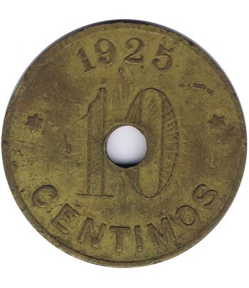 Moneda 10 céntimos Sant Feliu de Guixols 1925 con agujero