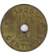 Moneda 10 céntimos Sant Feliu de Guixols 1925 con agujero
