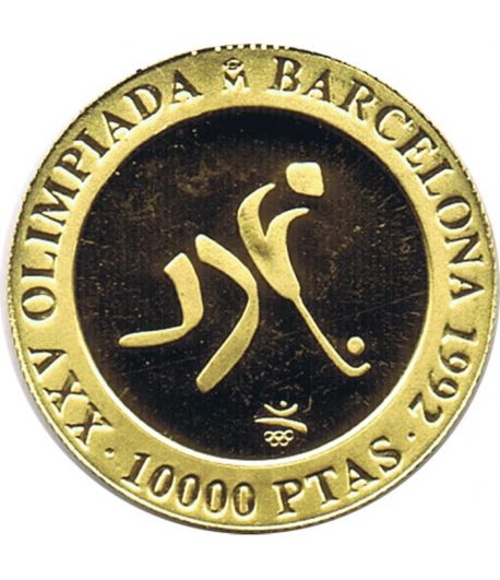 España 10.000 Pesetas de oro Barcelona 92 Hockey año 1990.