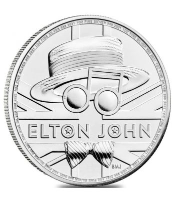 Moneda de plata de 1 onza 2 Pounds Gran Bretaña Elton John año 2021  - 1