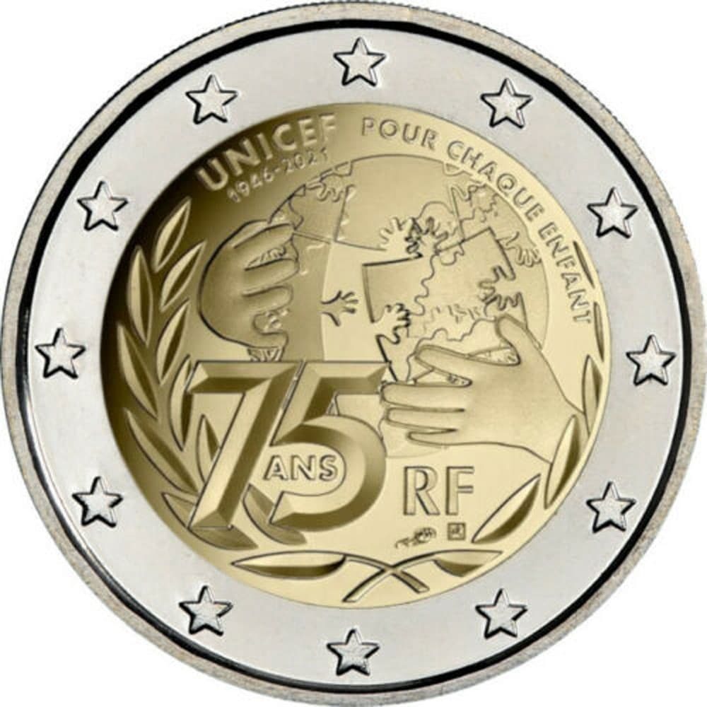 Moneda Euros Francia Aniversario Unicef