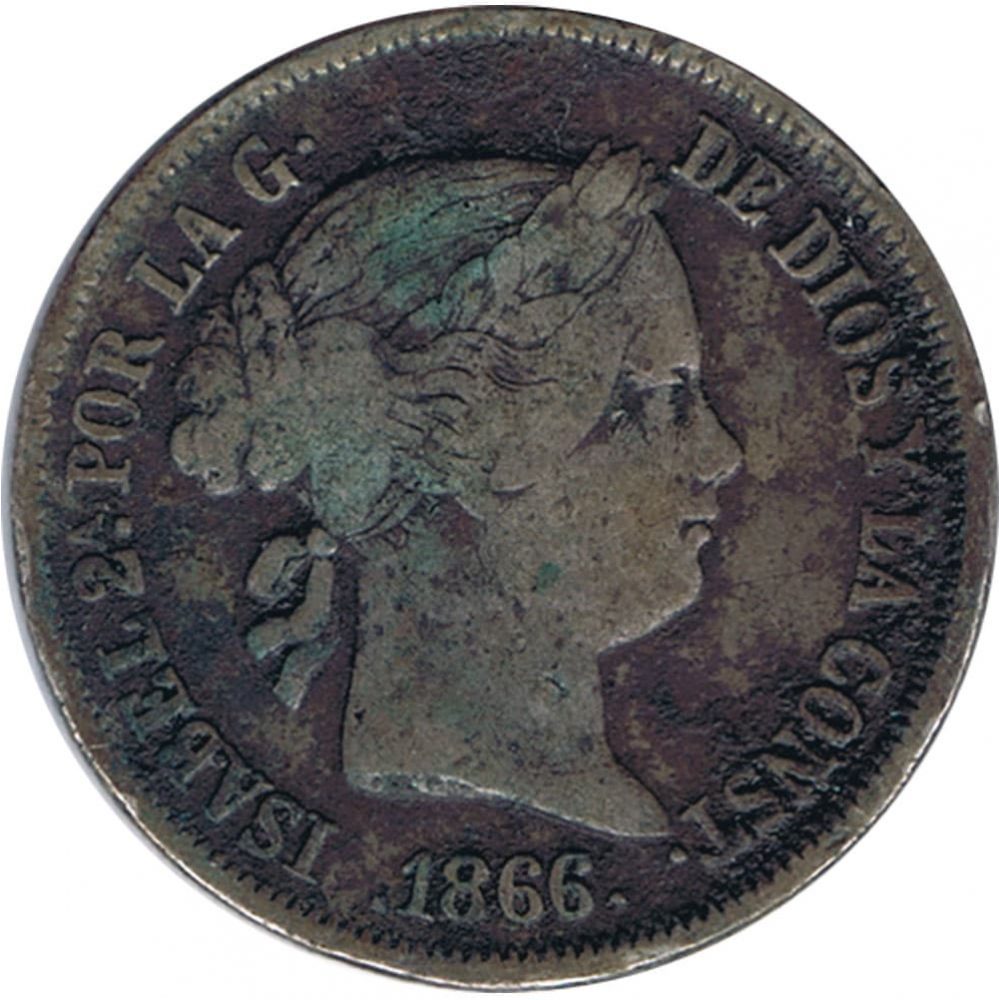 Moneda de España Isabel II 40 Centimos de Escudo de 1866 ceca Madrid.  - 1