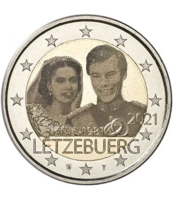 moneda 2 euros Luxemburgo 2021 dedicada al Duque Guillermo. Holograma  - 1