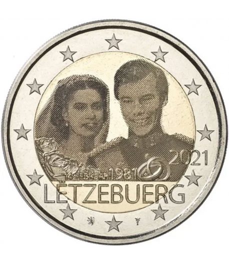 moneda 2 euros Luxemburgo 2021 dedicada al Duque Guillermo. Holograma - 1 moneda 2 euros Luxemburgo 2021 dedicada al Duque Guillermo. Holograma - 1