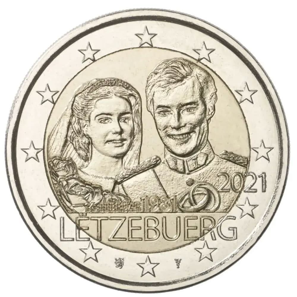 moneda 2 euros Luxemburgo 2021 dedicada al Duque Guillermo.