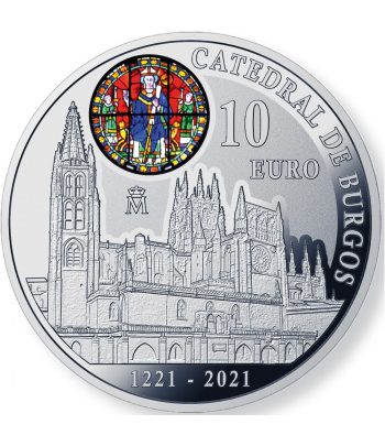 Moneda de España año 2021 Catedral de Burgos. 10 euros Plata
