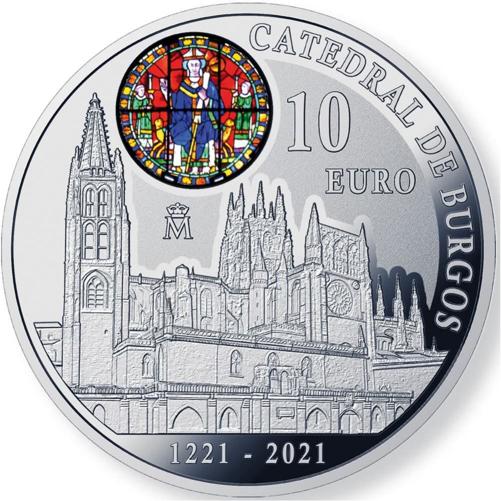 Moneda de España año 2021 Catedral de Burgos. 10 euros Plata