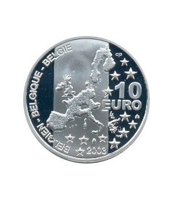 moneda Belgica 10 Euros 2003. Estuche proof. Plata.