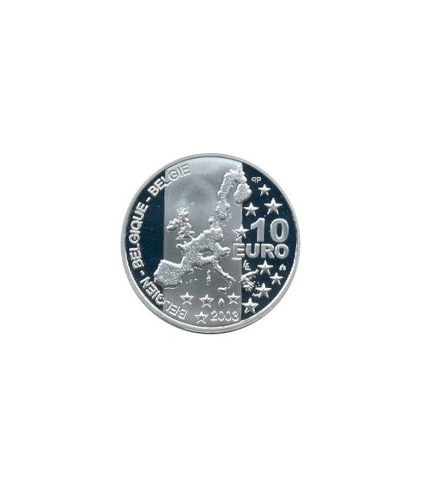 moneda Belgica 10 Euros 2003. Estuche proof. Plata.  - 2