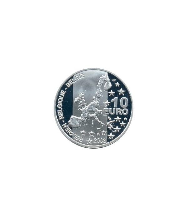 moneda Belgica 10 Euros 2003. Estuche proof. Plata.