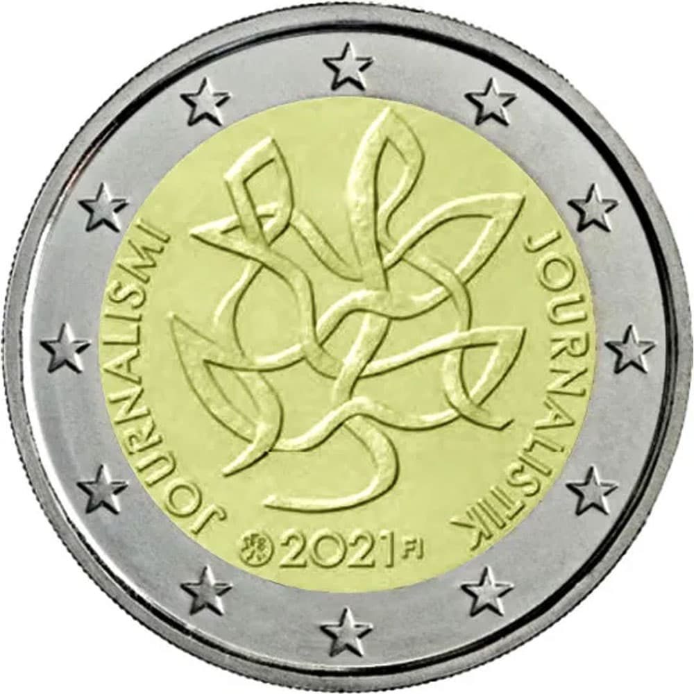 moneda de Finlandia 2 euros 2021 dedicada a la Libertad de Prensa  - 1