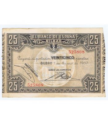 Billete de 25 Pesetas Bilbao 1 de enero de 1937 serie 525808