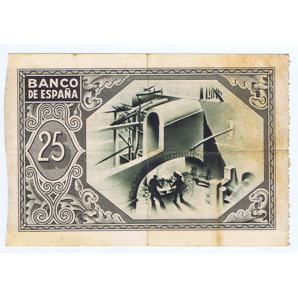 Billete de 25 Pesetas Bilbao 1 de enero de 1937 serie 343265  - 2