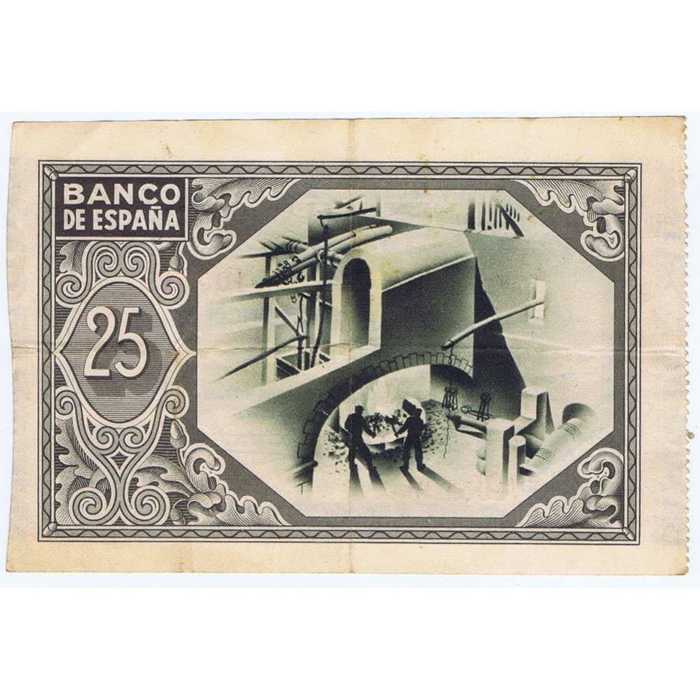 Billete de 25 Pesetas Bilbao 1 de enero de 1937 serie 105139  - 2