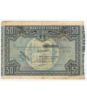 Billete de 50 Pesetas Bilbao 1 de enero de 1937 serie 177236