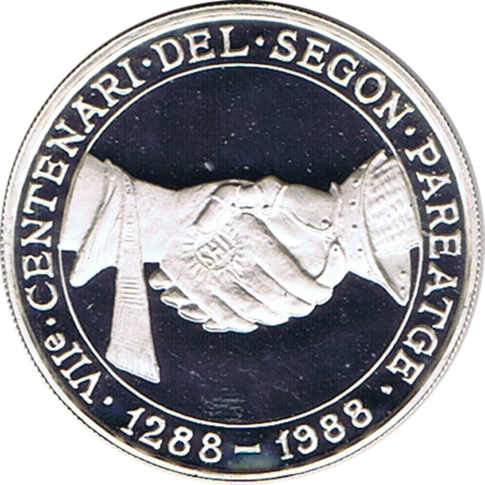 Moneda 25 Diners de plata Andorra año 1988.