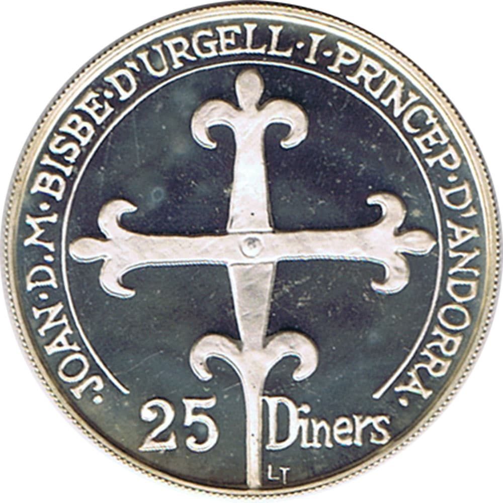 Moneda 25 Diners de plata Andorra año 1988.  - 2