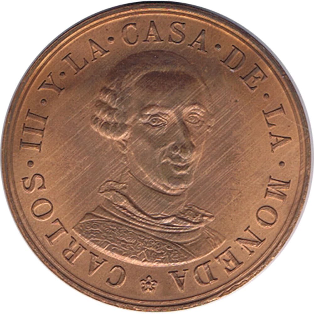 Medalla de cobre conmemorativa del Bicentenario de Carlos III.