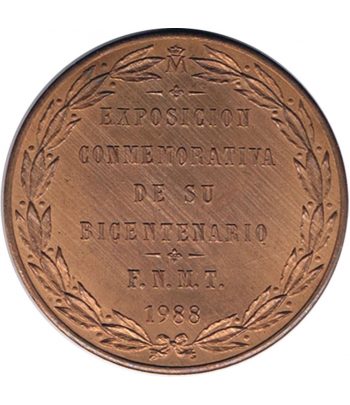 Medalla de cobre conmemorativa del Bicentenario de Carlos III.