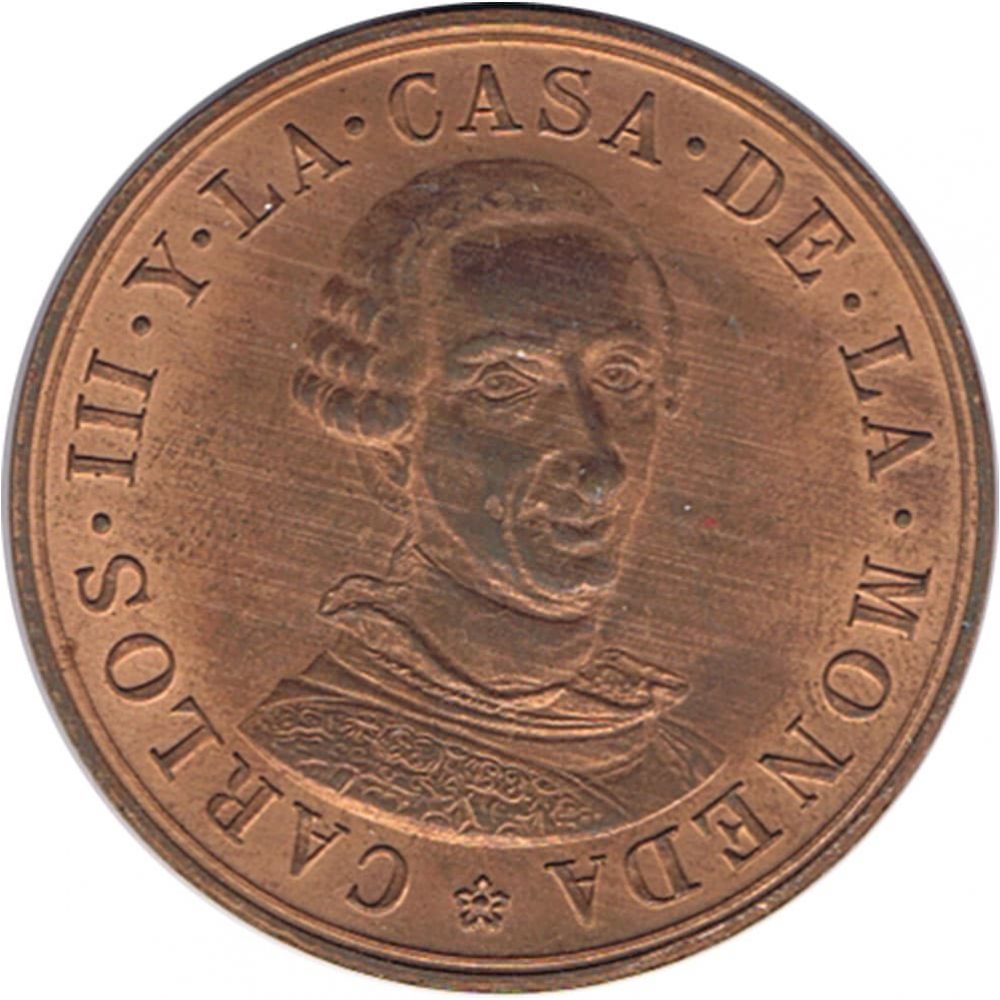Medalla de cobre conmemorativa del Bicentenario de Carlos III.