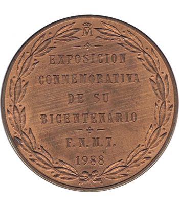 Medalla de cobre conmemorativa del Bicentenario de Carlos III.