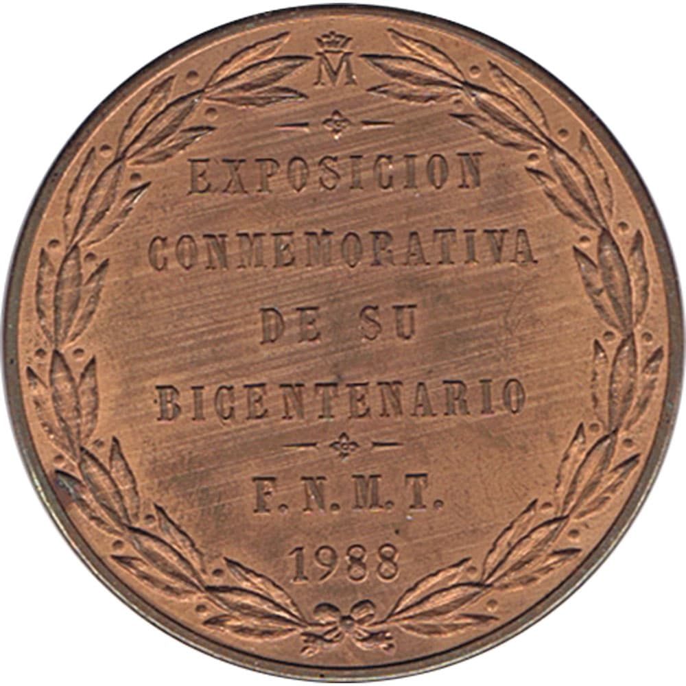 Medalla de cobre conmemorativa del Bicentenario de Carlos III.  - 2