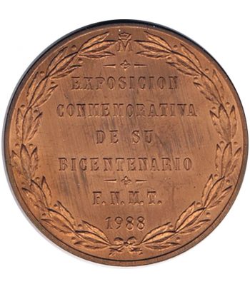 Medalla de cobre conmemorativa del Bicentenario de Carlos III.