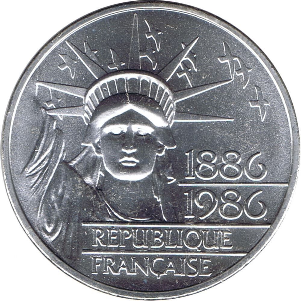 Moneda de plata de Francia 100 Francs Estatua Libertad año 1986  - 1
