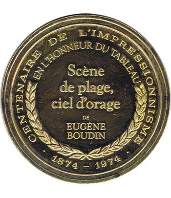 Medalla Centenaire de l' Impressionnisme Scène de plage, ciel