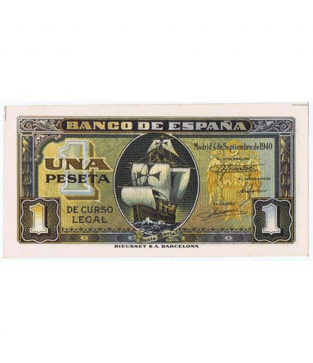 Billete de España 1 Peseta 4 de septiembre de 1940. SC.