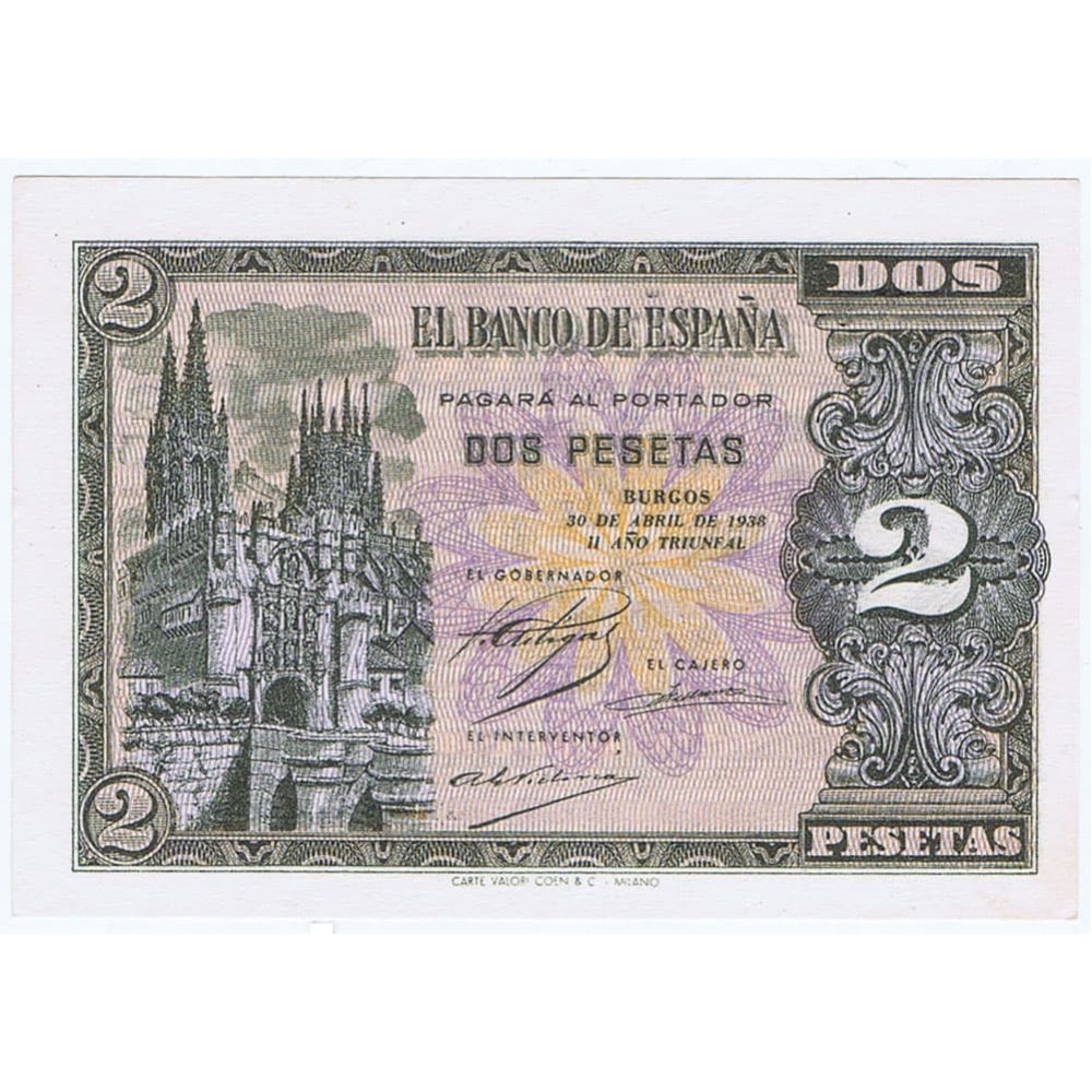 Billete de España 2 Pesetas 30 de abril de 1938. SC.