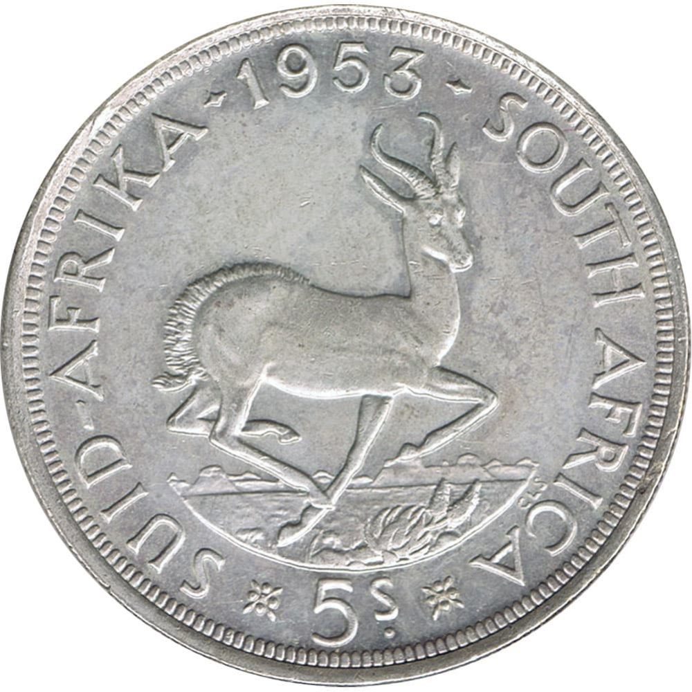 Moneda de Sudafrica 5 Chelines de plata año 1953  - 1