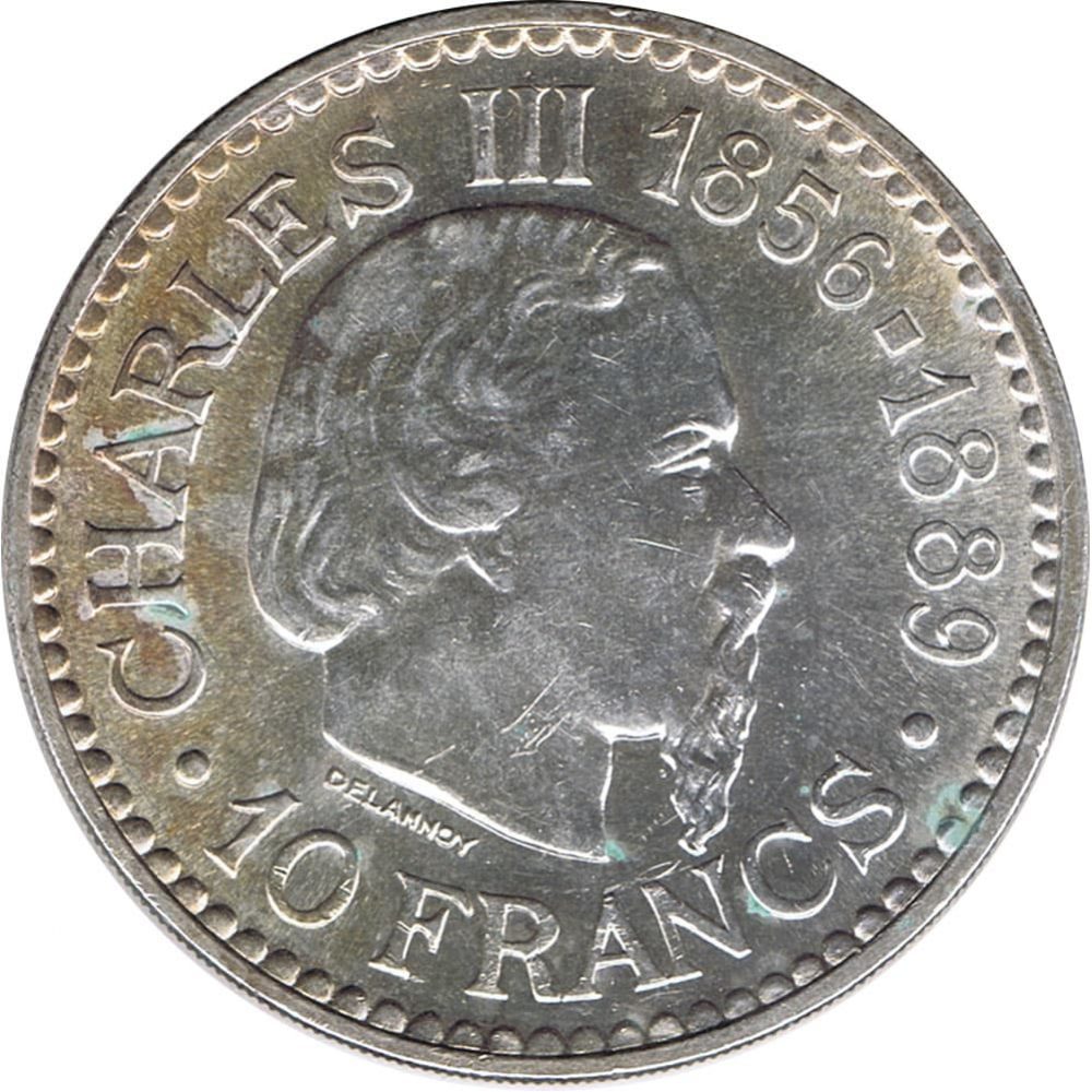 Moneda de Mónaco 10 Francs Charles III año 1966  - 1