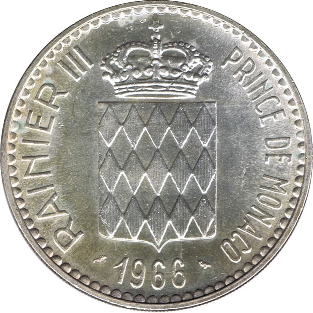 Moneda de Mónaco 10 Francs Charles III año 1966  - 2