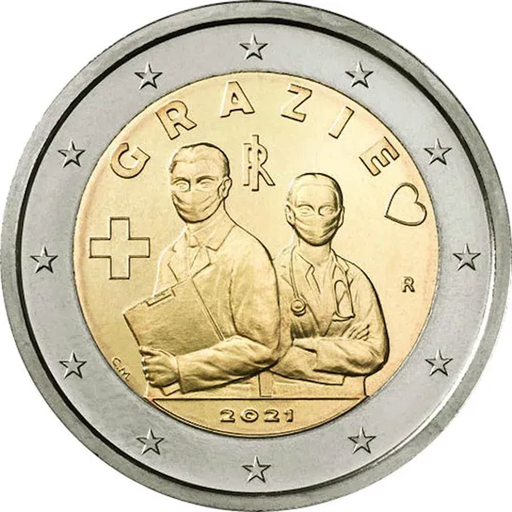 moneda 2 euros Italia 2021 dedicada a las Profesiones Sanitarias  - 1