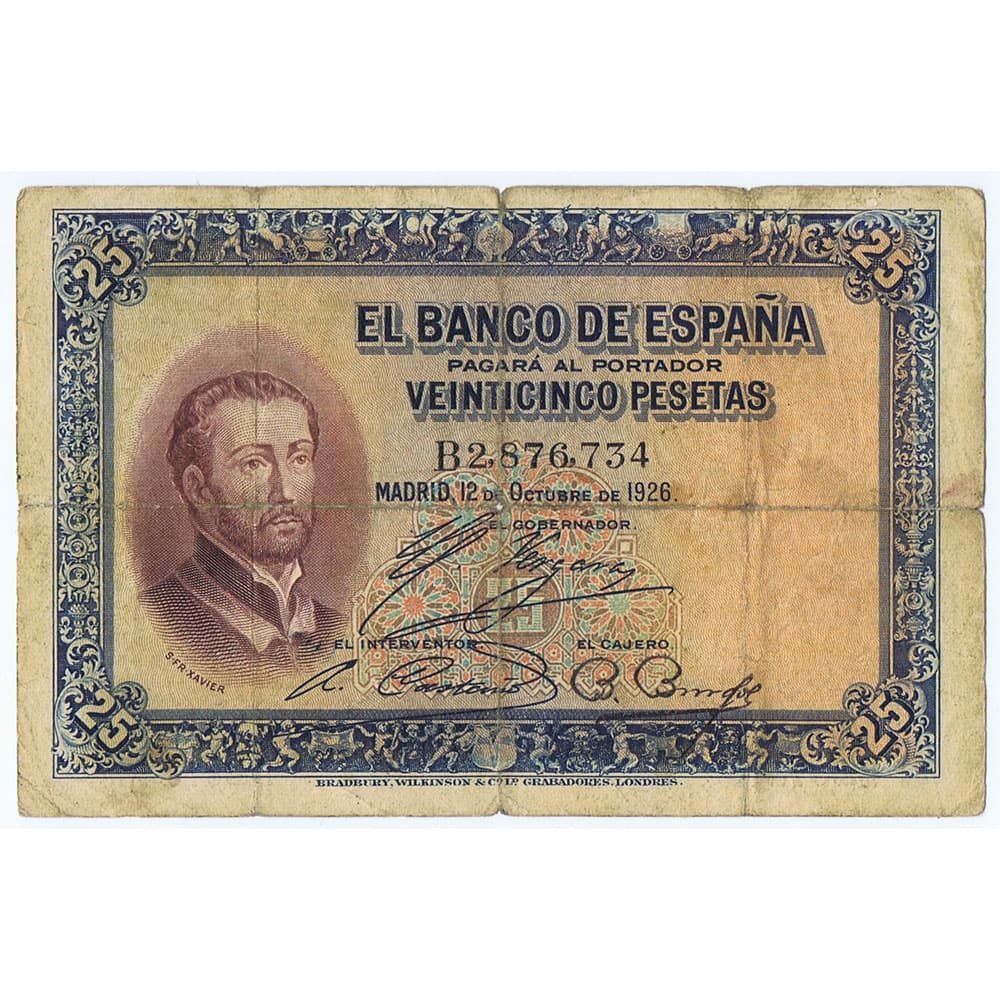 Billete de España 25 Pesetas 12 de octubre 1926.