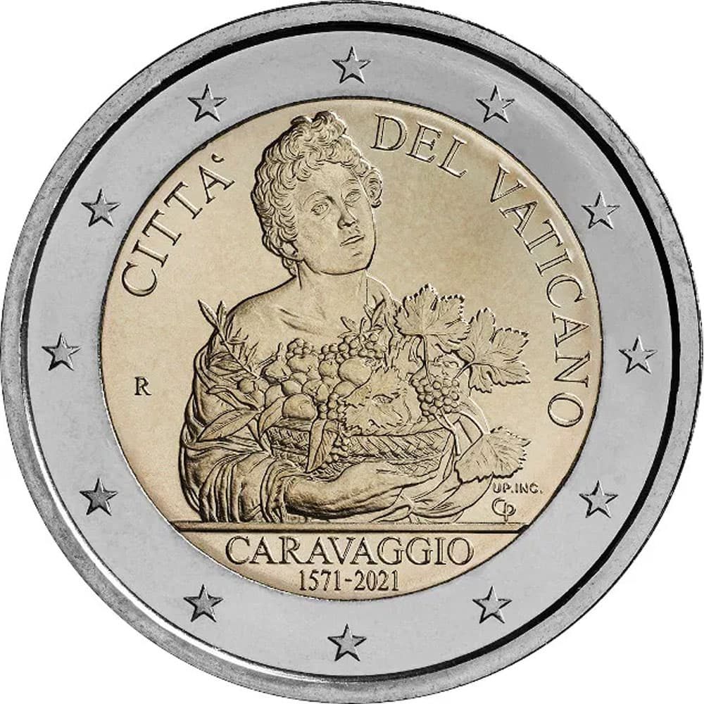 moneda 2 euros Vaticano 2021 dedicada al pintor Caravaggio