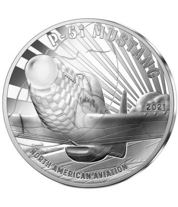 Moneda 10 euros de plata Francia año 2021 Avión Mustang P51