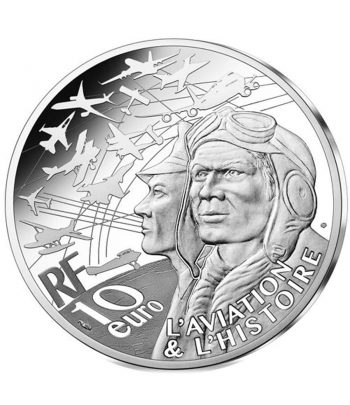 Moneda 10 euros de plata Francia año 2021 Avión Mustang P51