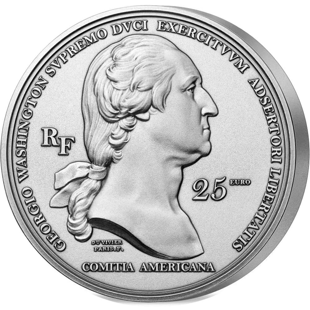 Moneda 25 euros de plata Francia año 2021 Llegada de Washington a Boston  - 2