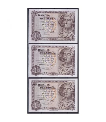 Billete de España 1 Peseta 19 de junio de 1948. 3 correlativos