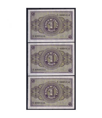 Billete de España 1 Peseta 30 de abril de 1938. 3 correlativos