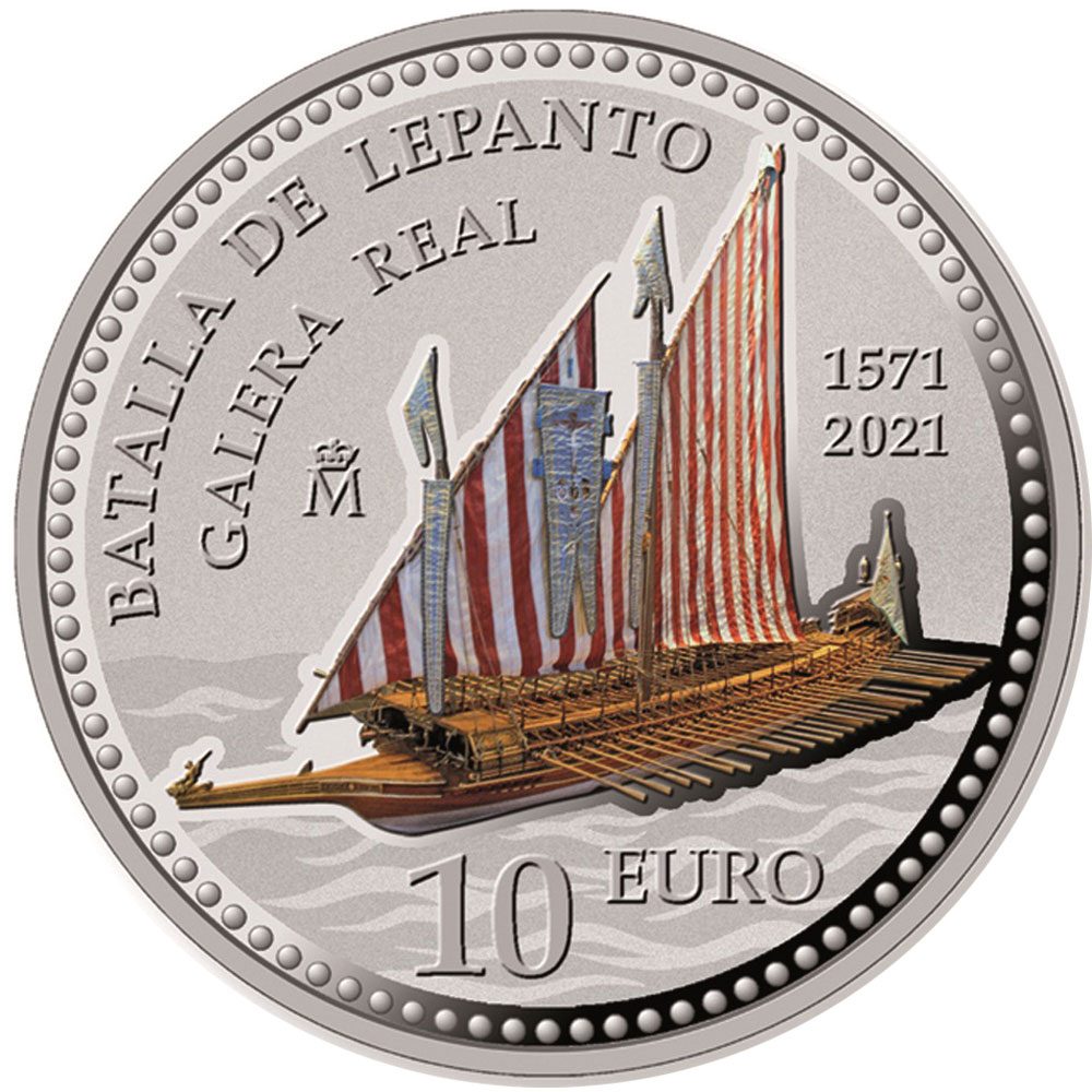 Moneda de España año 2021 Batalla de Lepanto. 10 euros Plata