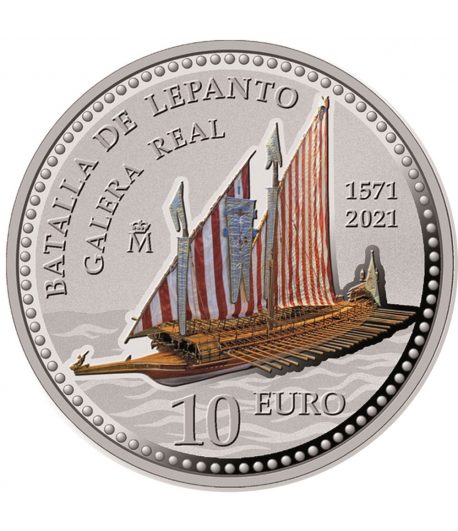 Moneda de España año 2021 Batalla de Lepanto. 10 euros Plata