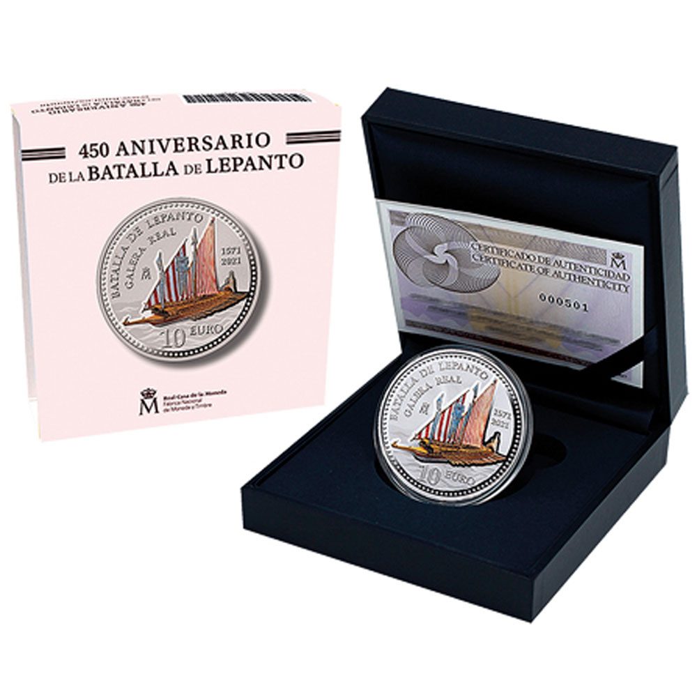 Moneda de España año 2021 Batalla de Lepanto. 10 euros Plata  - 3